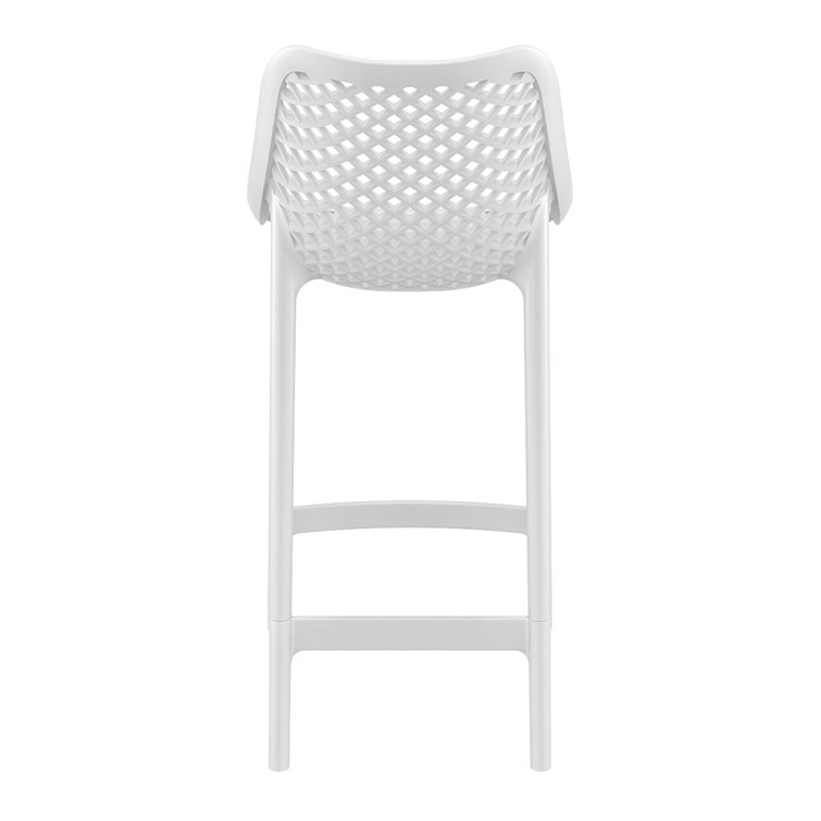 White Plastic Outdoor Bar Stools with Diamond Design, Set of 2