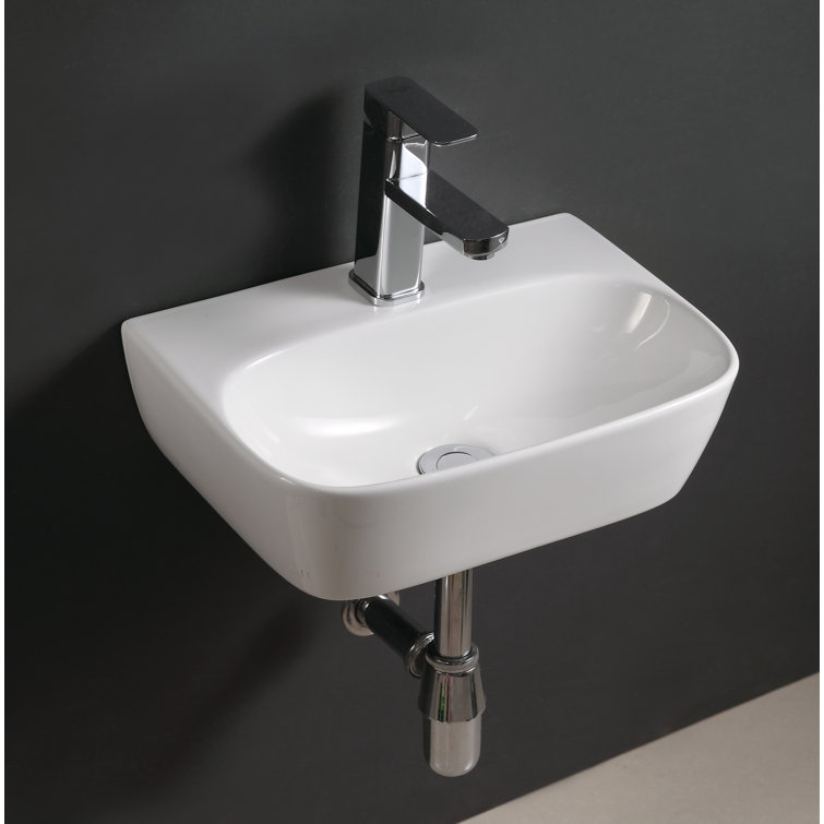 Elanti 11.625'' White Ceramic Rectangular Wall-Mount Bathroom Sink