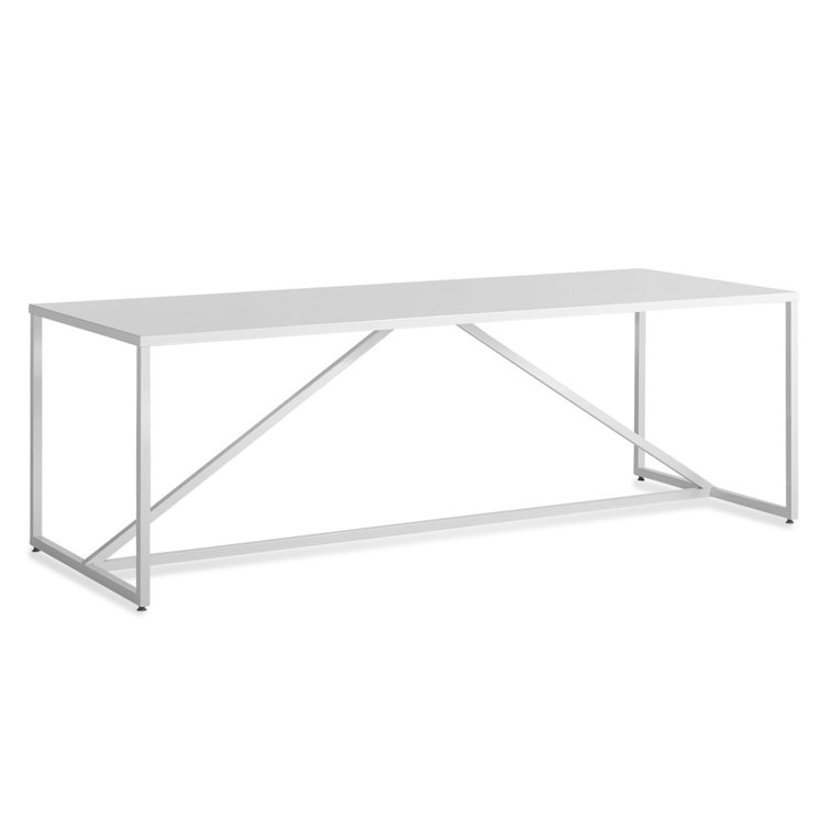 White Bar Height Table with Powder-Coated Steel Frame