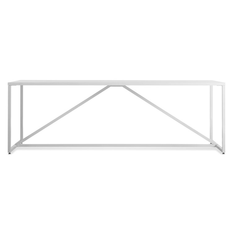 White Bar Height Table with Powder-Coated Steel Frame