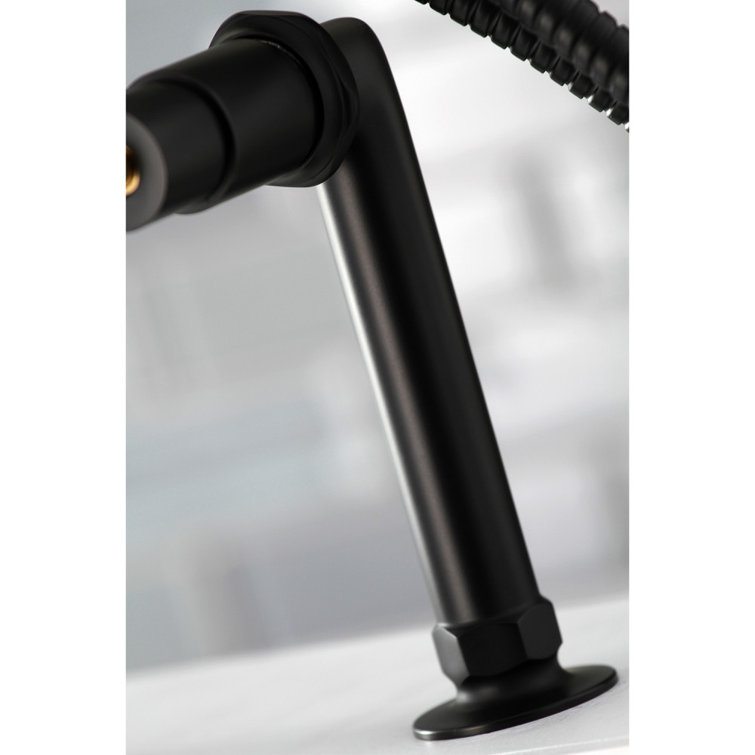 Matte Black Brass Deck Mount Clawfoot Tub Faucet with Hand Shower