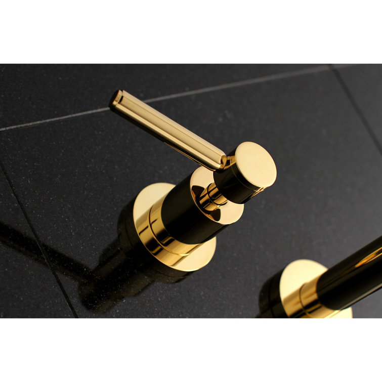Polished Brass Double Handle Wall Mount Tub Faucet