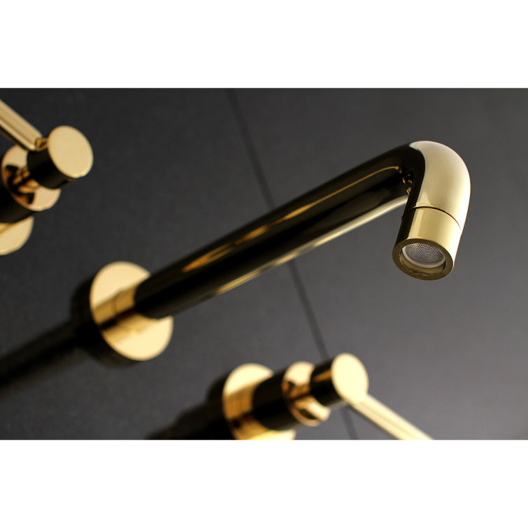 Polished Brass Double Handle Wall Mount Tub Faucet