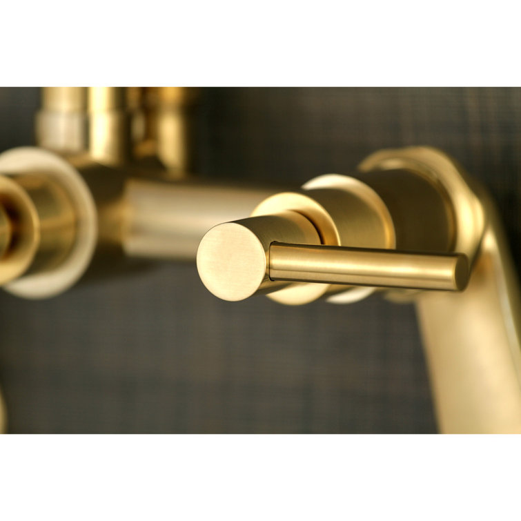 Brushed Brass Wall Mount Tub Faucet with Hand Shower