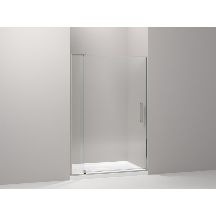 Revel 48'' x 70'' Clear Glass Pivot Shower Door with Anodized Brushed Nickel Frame