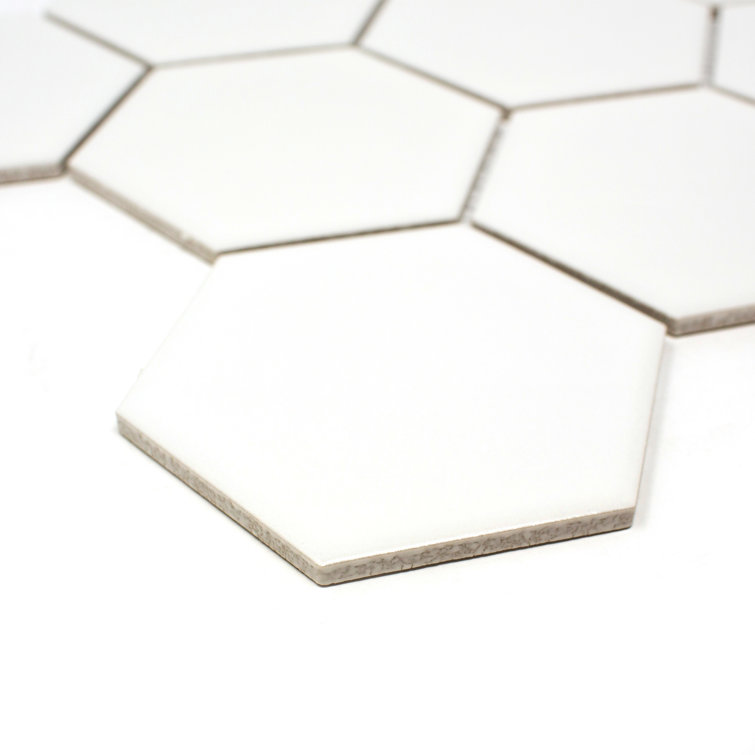 White Hexagon Porcelain Mosaic Tile Sheet