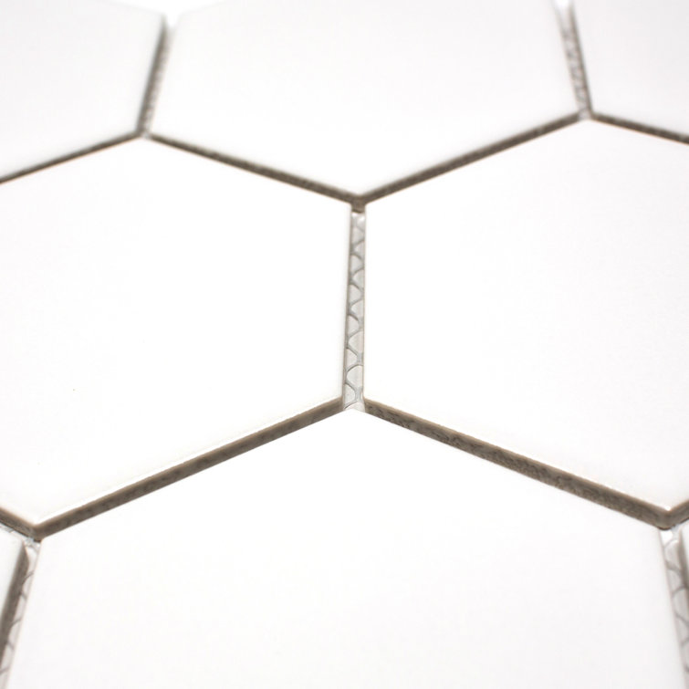 White Hexagon Porcelain Mosaic Tile Sheet