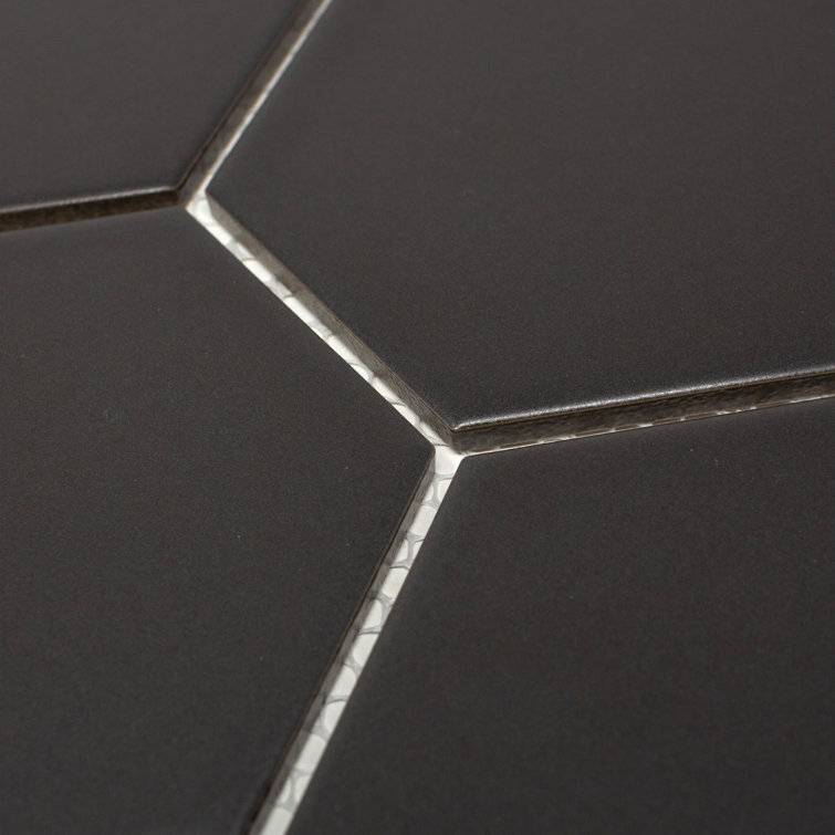 Gray Black Hexagon Matte Porcelain Mosaic Tile Sheet