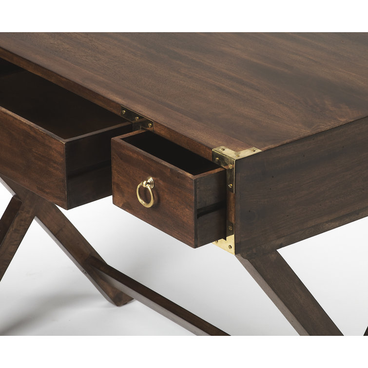 Brown Solid and MDF Wood Writing Desk with Filing Cabinet