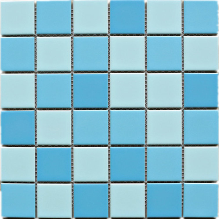 Aquas Blue Square Porcelain Mosaic Tile Sheet