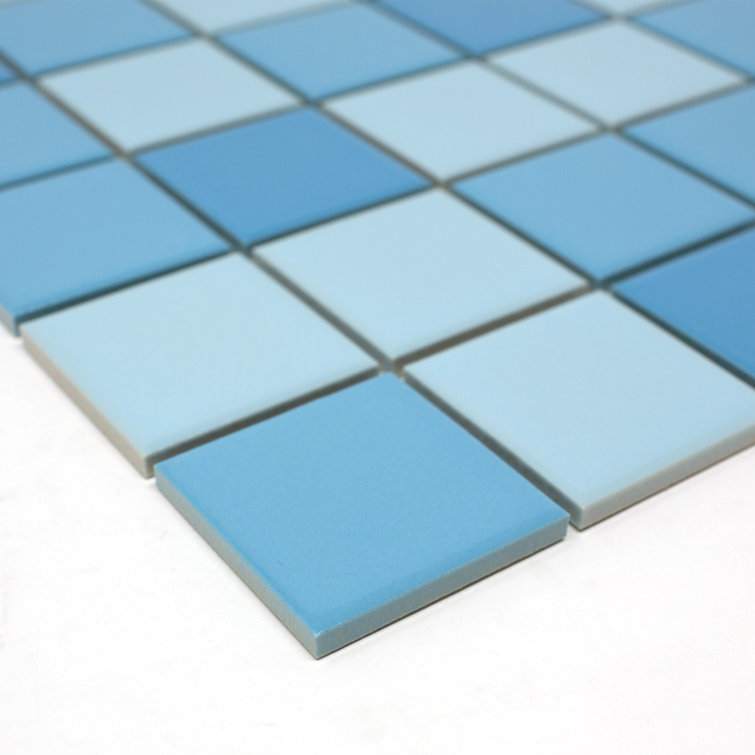 Aquas Blue Square Porcelain Mosaic Tile Sheet