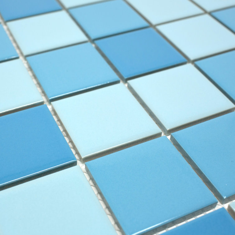 Aquas Blue Square Porcelain Mosaic Tile Sheet