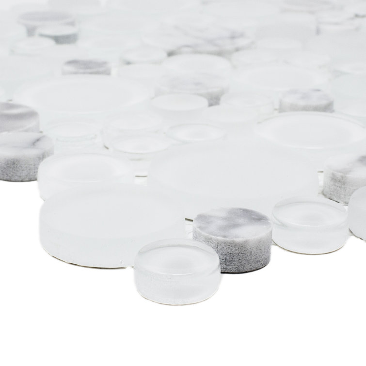 White Bubble Art Marble Look Mosaic Wall Tile Sheet