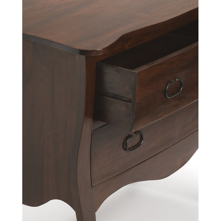 Antique Walnut Bombe Chest with Black Iron Handles