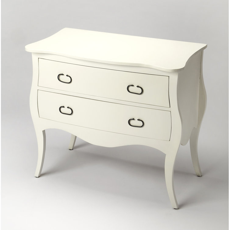White Mango Wood Bombe Chest with Black Iron Handles