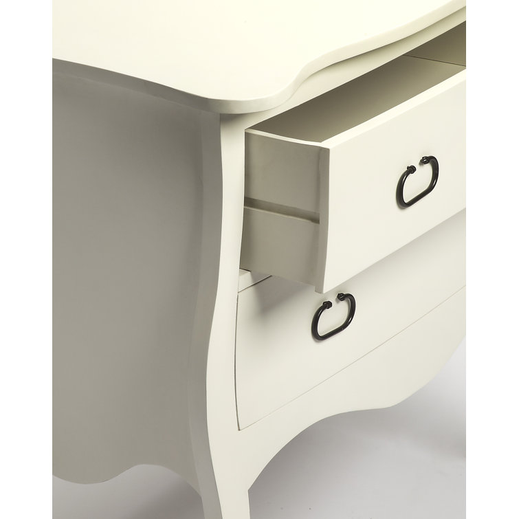 White Mango Wood Bombe Chest with Black Iron Handles