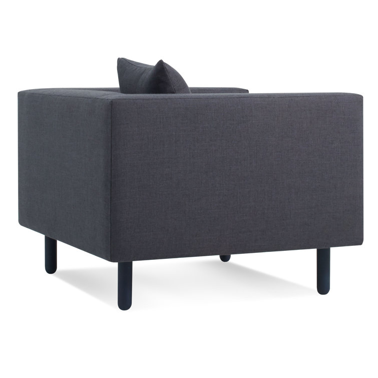 Rostenkowski Blue Fabric Mono Lounge Chair with Solid Wood Legs
