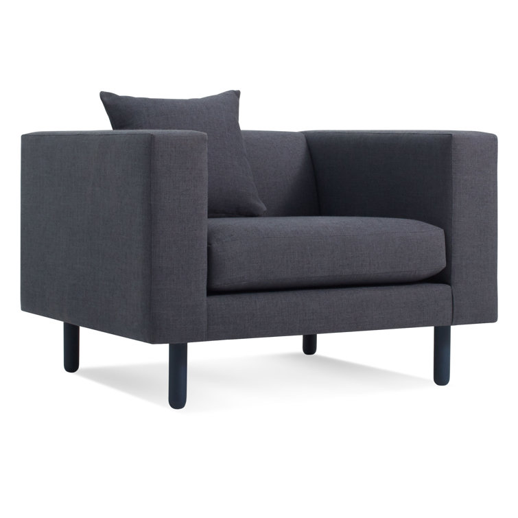 Rostenkowski Blue Fabric Mono Lounge Chair with Solid Wood Legs