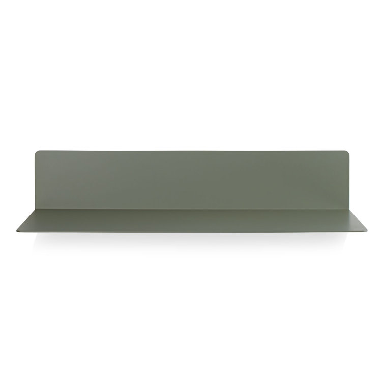 Gray Green Metal Floating Wall Shelf, 24" Wide