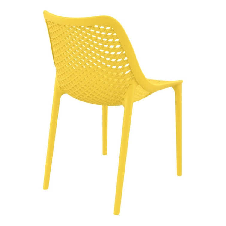 Yellow Stackable UV Resistant Plastic Outdoor Dining Chairs, Set of 2