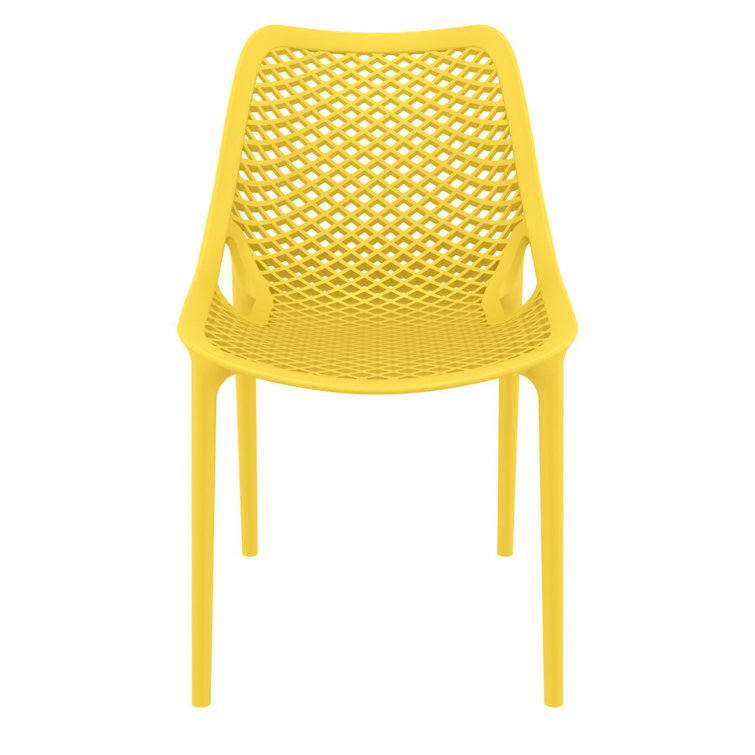 Yellow Stackable UV Resistant Plastic Outdoor Dining Chairs, Set of 2