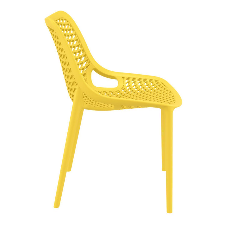 Yellow Stackable UV Resistant Plastic Outdoor Dining Chairs, Set of 2