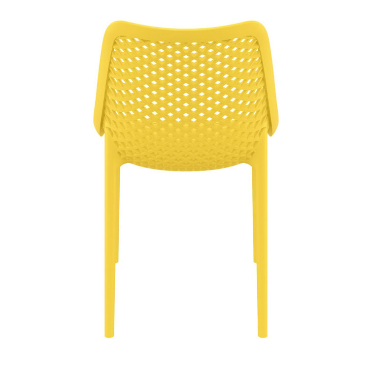 Yellow Stackable UV Resistant Plastic Outdoor Dining Chairs, Set of 2