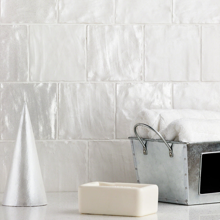 Amagansett 4" x 4" White Ceramic Wall Tile Set
