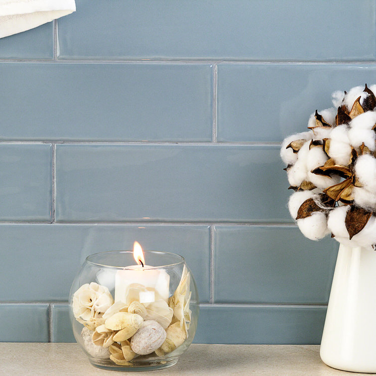 Bolton 3'' x 12'' Polished Blue Ceramic Subway Tile