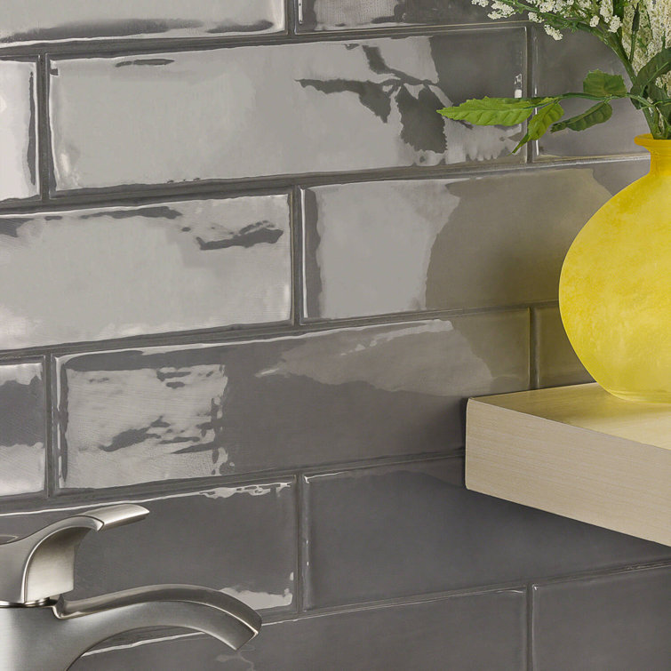 Bolton 3'' x 12'' Polished Gray Ceramic Subway Tile