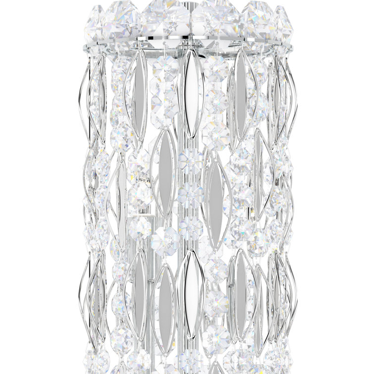 Elegant 4-Light Dimmable Stainless Steel Cylinder Sconce with Clear Crystals