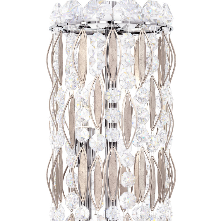 Antique Silver Crystal Cylinder Dimmable Wall Sconce