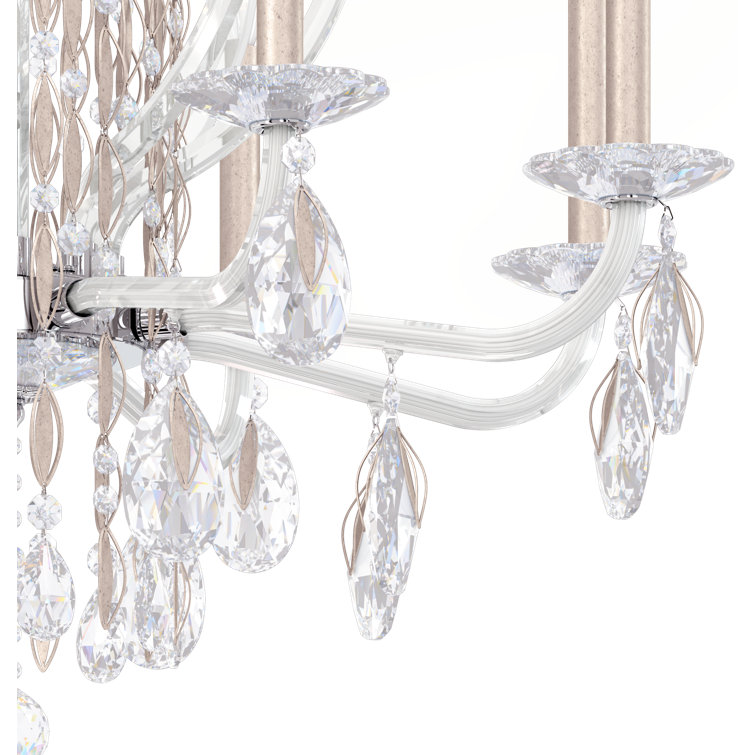 Antique Silver 8-Light Crystal Candle Chandelier