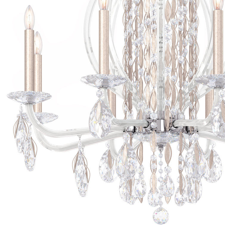 Antique Silver 8-Light Crystal Candle Chandelier