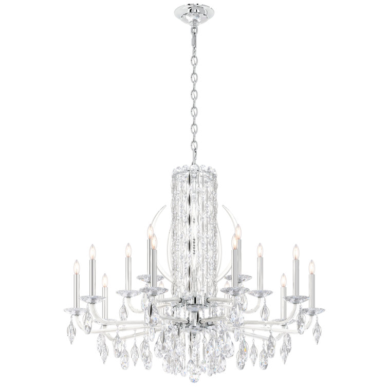 Elegant Sarella 15-Light Heritage Crystal Chandelier, Stainless Steel Finish