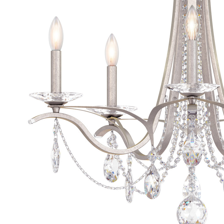 Antique Silver 5-Light Crystal Chandelier with Clear Heritage Crystals
