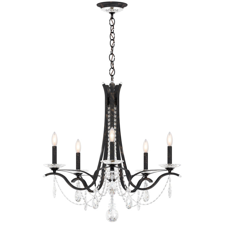 Ferro Black 5-Light Traditional Crystal Chandelier with Clear Accents