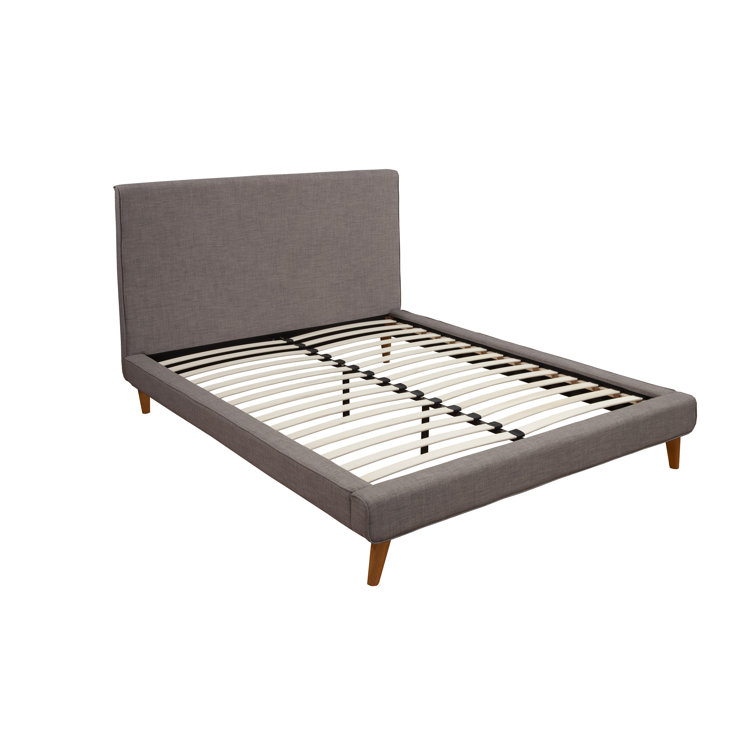California King Dark Gray Upholstered Bed with Slats