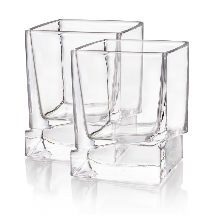 JoyJolt Carre 10oz Clear Square Whiskey Glass Set