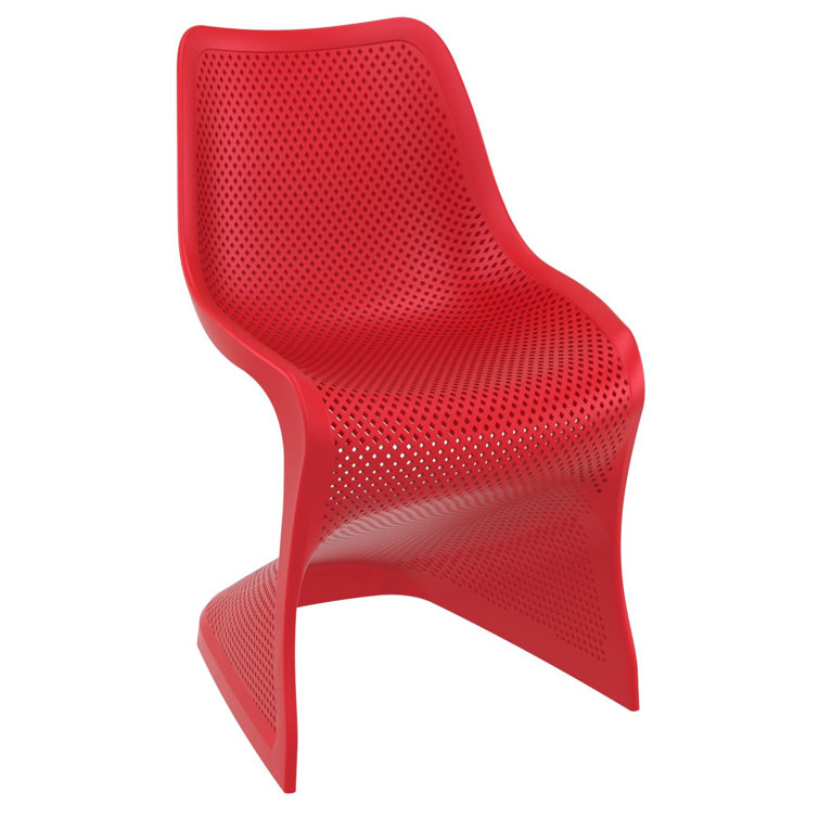 Red S-Shaped UV Resistant Plastic Outdoor Dining Chair