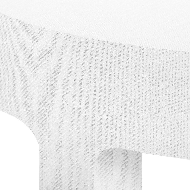 White Linen and Silver Round Coffee Table