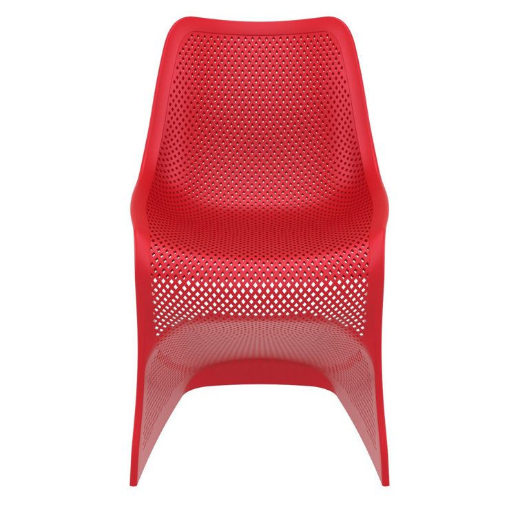 Red S-Shaped UV Resistant Plastic Outdoor Dining Chair