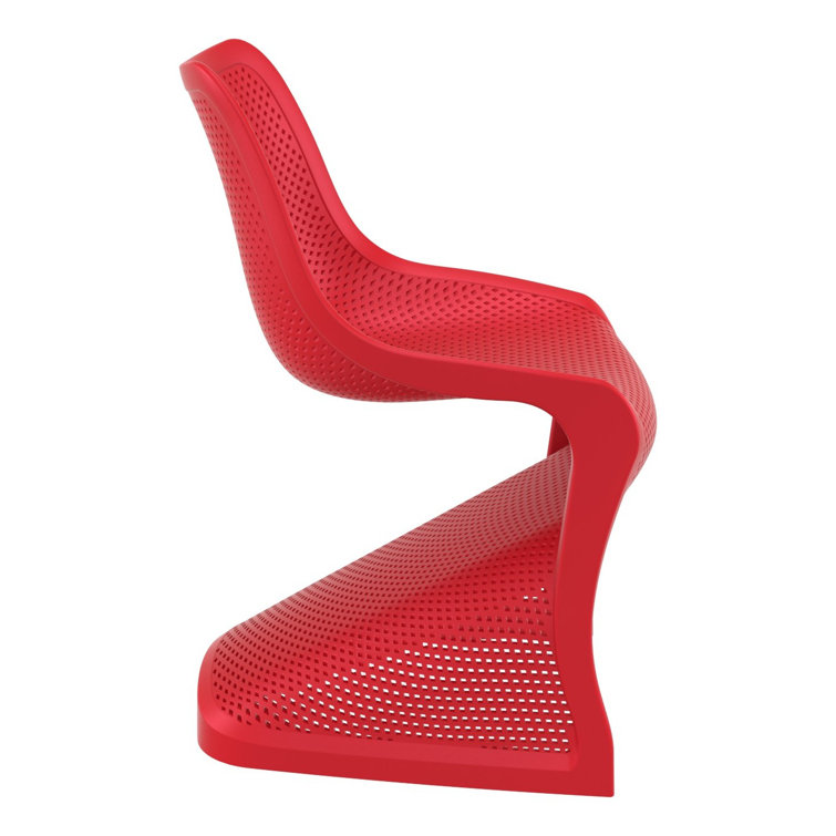 Red S-Shaped UV Resistant Plastic Outdoor Dining Chair