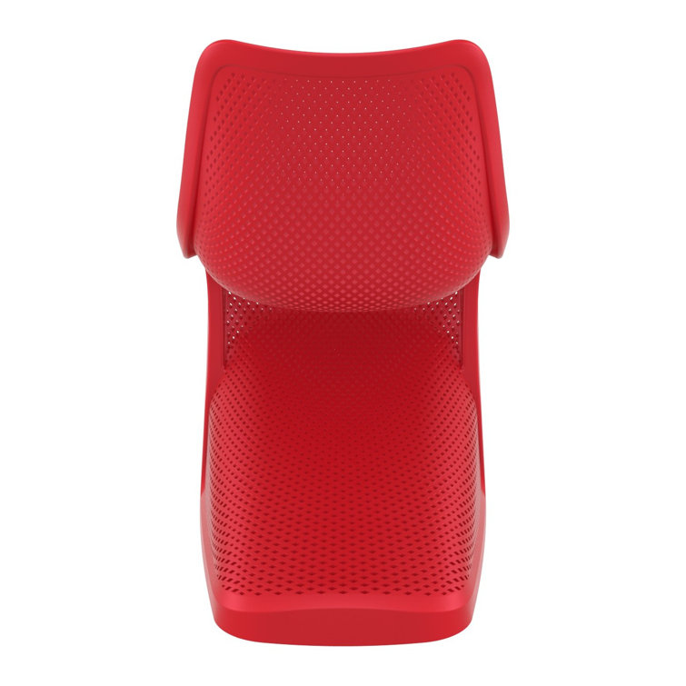 Red S-Shaped UV Resistant Plastic Outdoor Dining Chair