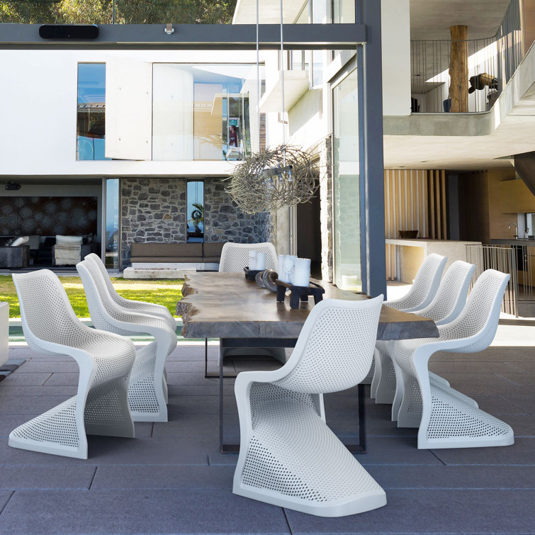 Elegant Bloom Marine-Grade White Resin Dining Chair - Set of 2