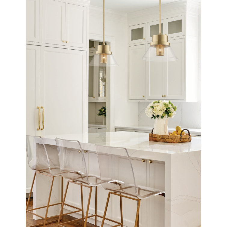 Aged Brass Elegance 15.5" Clear Glass 1-Light Pendant