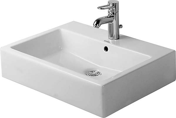 White Ceramic Rectangular Above-Counter Vessel Sink