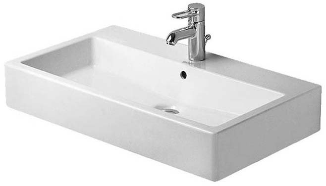 Vero White Ceramic Wall-Mount Rectangular Bathroom Sink