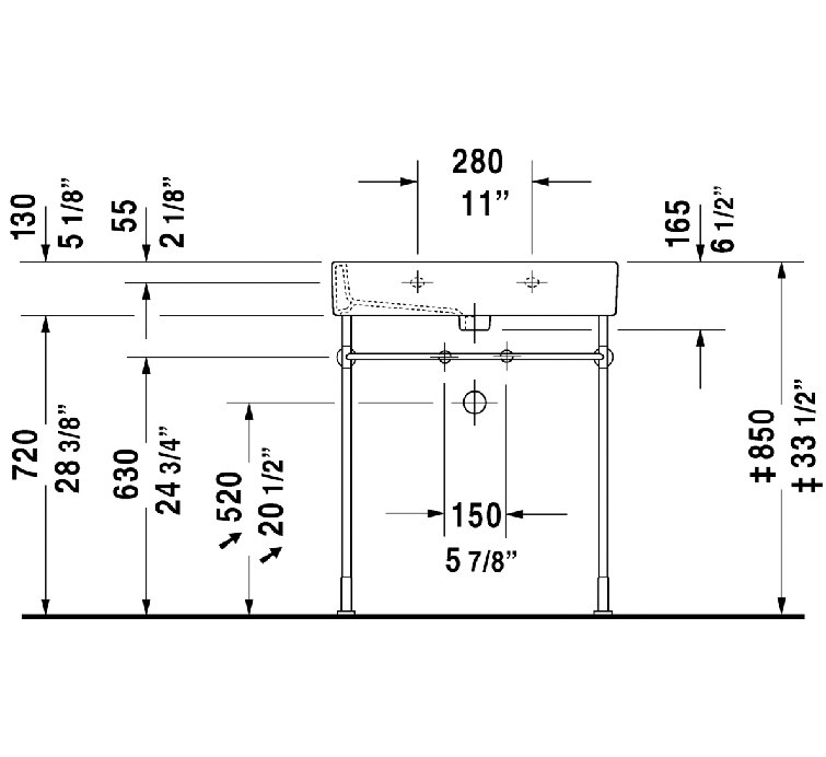 Vero White Ceramic Wall-Mount Rectangular Bathroom Sink