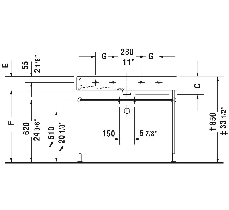 Vero Modern White Ceramic Wall-Mounted Rectangular Bathroom Sink